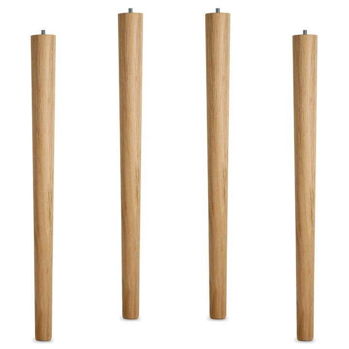 4er Set Tischbeine Eiche roh H 710 mm / Ø 60/40 mm mit Gewindestift M10 Ideal für Küchen & ESS-Tisch