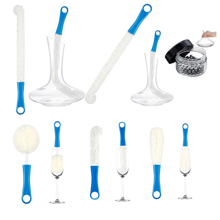 Dekanter-Reinigungsbürsten-Set, flexibles Flaschenbürsten-Set mit Reinigungsperlen für Weindekanter,