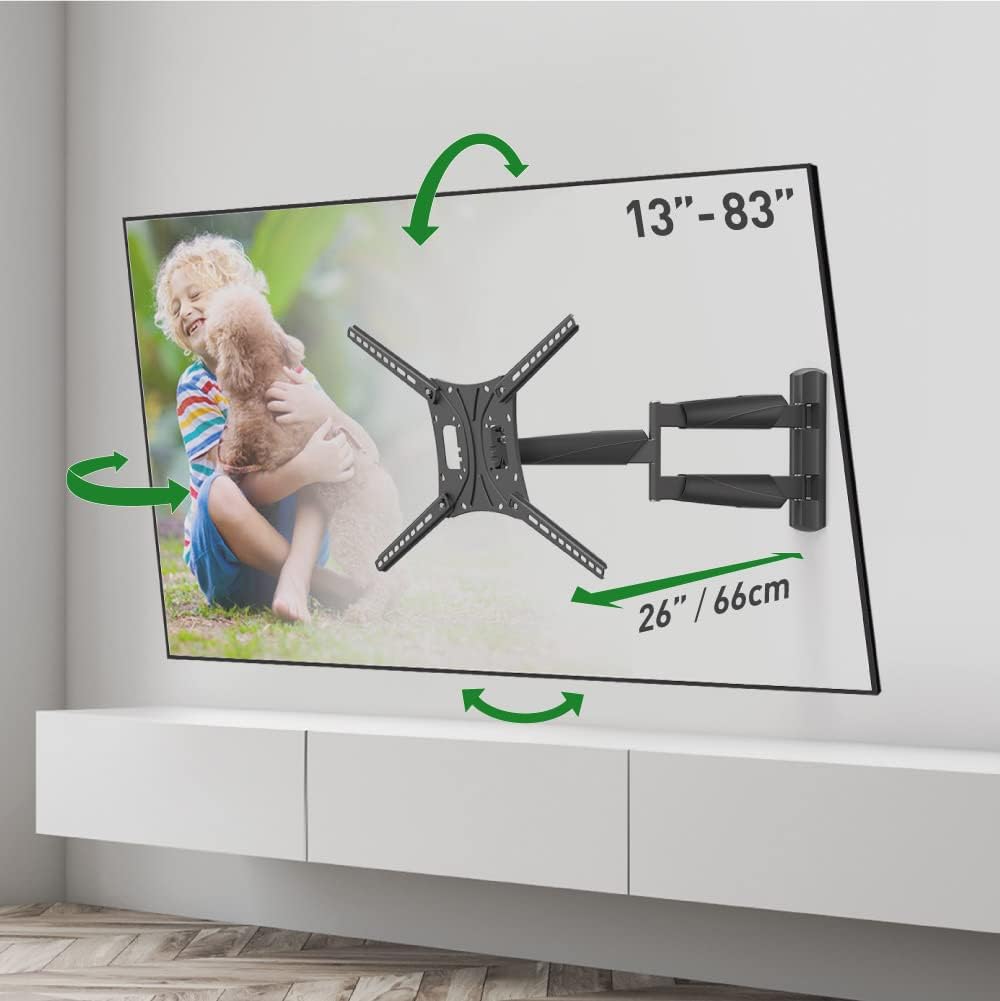 Barkan Lange TV Wandhalterung, 13-75 Zoll Schwenkbar/Neigbar/Vollbewegung Prämie flach & Curved Fern