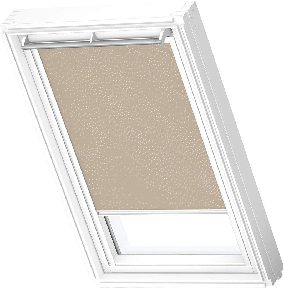 VELUX Original Dachfenster Verdunkelungsrollo für CK06, Sandbeige Gepunktet, mit Weisser Führungssch