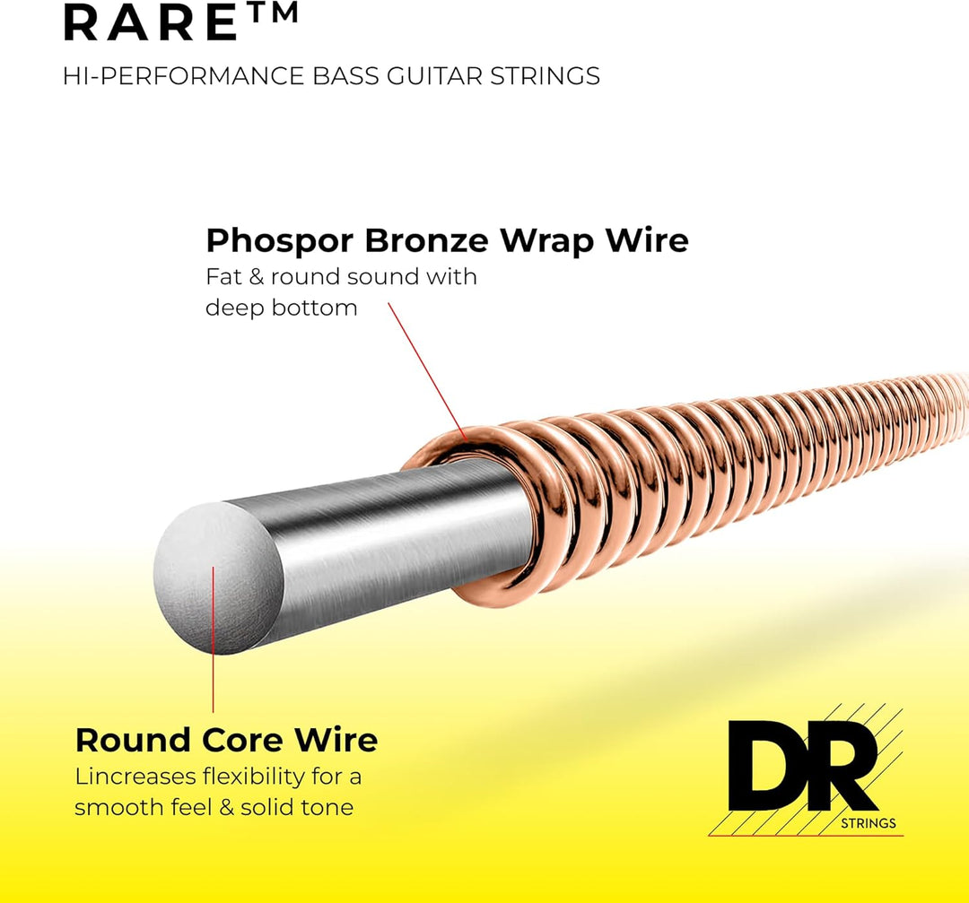 DR Strings RPB545 45-125 Medium Set Handmade Rare Coated 5-String Bass Strings