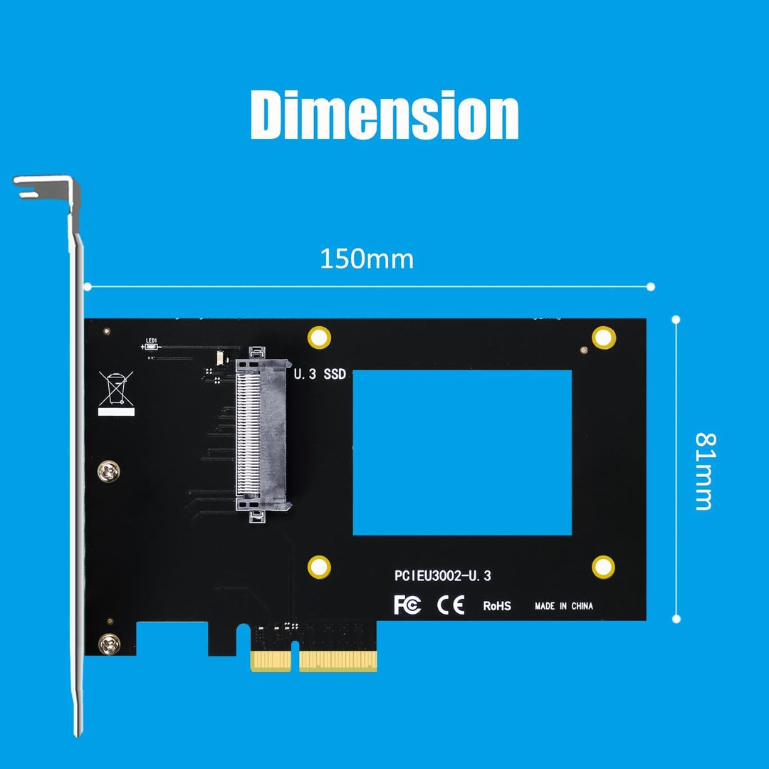 GLOTRENDS PU13 U.3 zu PCIe 4.0 X4 Adapter für 2.5 Zoll U.3 SSD, PCIe 4.0 X4 Full Speed