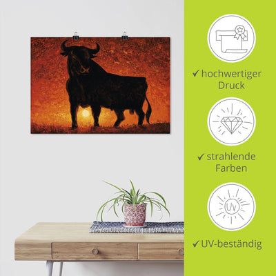 ARTland Poster Kunstdruck Wandposter Bild ohne Rahmen 100x70 cm Stier Tiere Spanien Stierkampf Katal