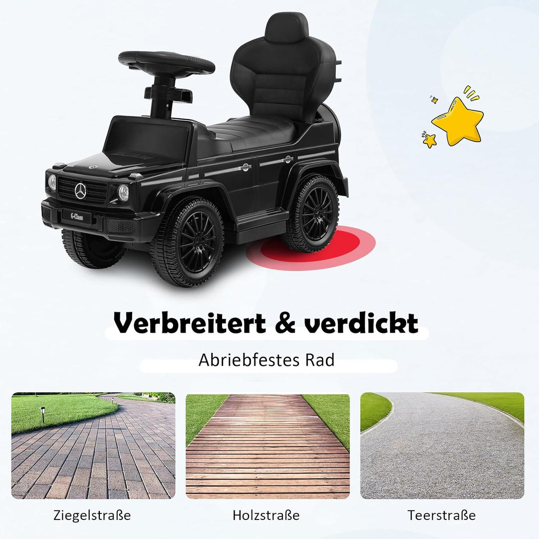 COSTWAY Mercedes Benz Rutschauto, 3 in 1 Rutscher Auto mit Sonnendach &amp; Stauraum &amp; abnehmbaren Schut