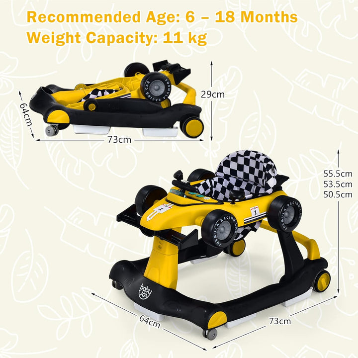 FANTASK 4 in 1 Lauflernhilfe, Baby Walker Autoförmig mit Musikbox, Licht &amp; Rädern, Lauflernwagen kla