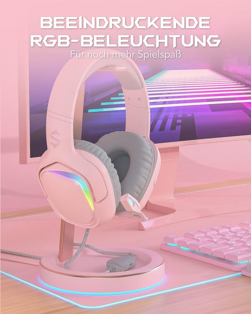 Black Shark Gaming Headset für PC, PS4, PS5, Xbox, Switch, Gaming Kopfhörer mit Ultraklarem Biegsame