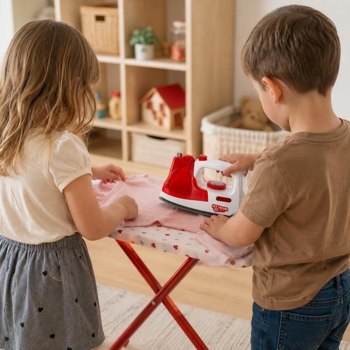 Bügeleisen Spielzeug mit Lichtern Sound Sprühen Wasser Set zum Bügeln Spielzeug Bügeleisen für Kinde