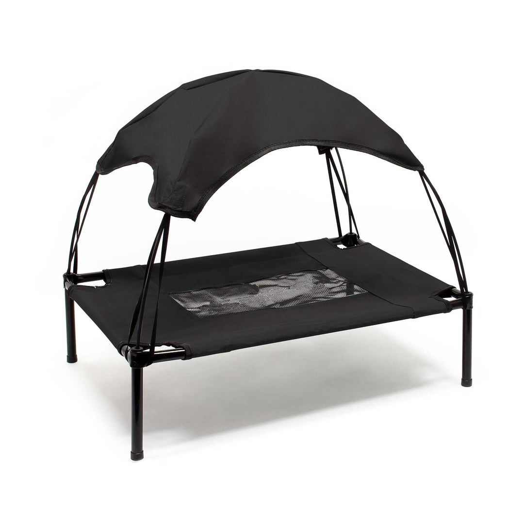 Wiltec Hundebett mit Dach Schwarz 76 x 60 x 16 cm Grösse M bis 25 kg Outdoor Katzenliege Haustier Sc