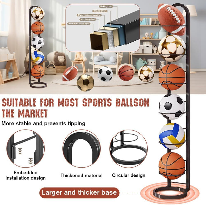 Stufiger Ballständer, Vertical Ballregal Fussball Ständer, Abnehmbares Standing Rack Halter, Ball Au