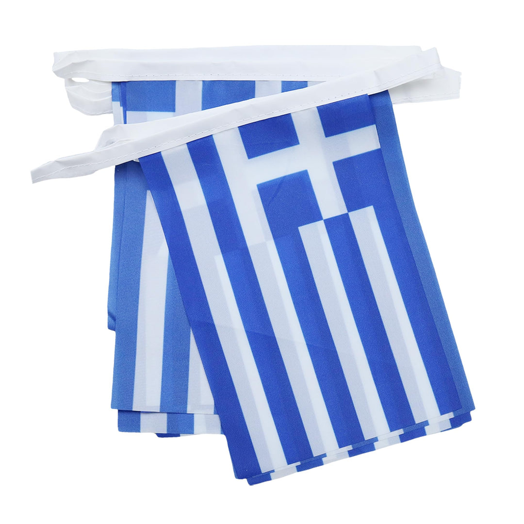 AZ FLAG FAHNENKETTE GRIECHENLAND 12 Meter mit 20 flaggen 45x30cm- GRIECHISCHE Girlande Flaggenkette
