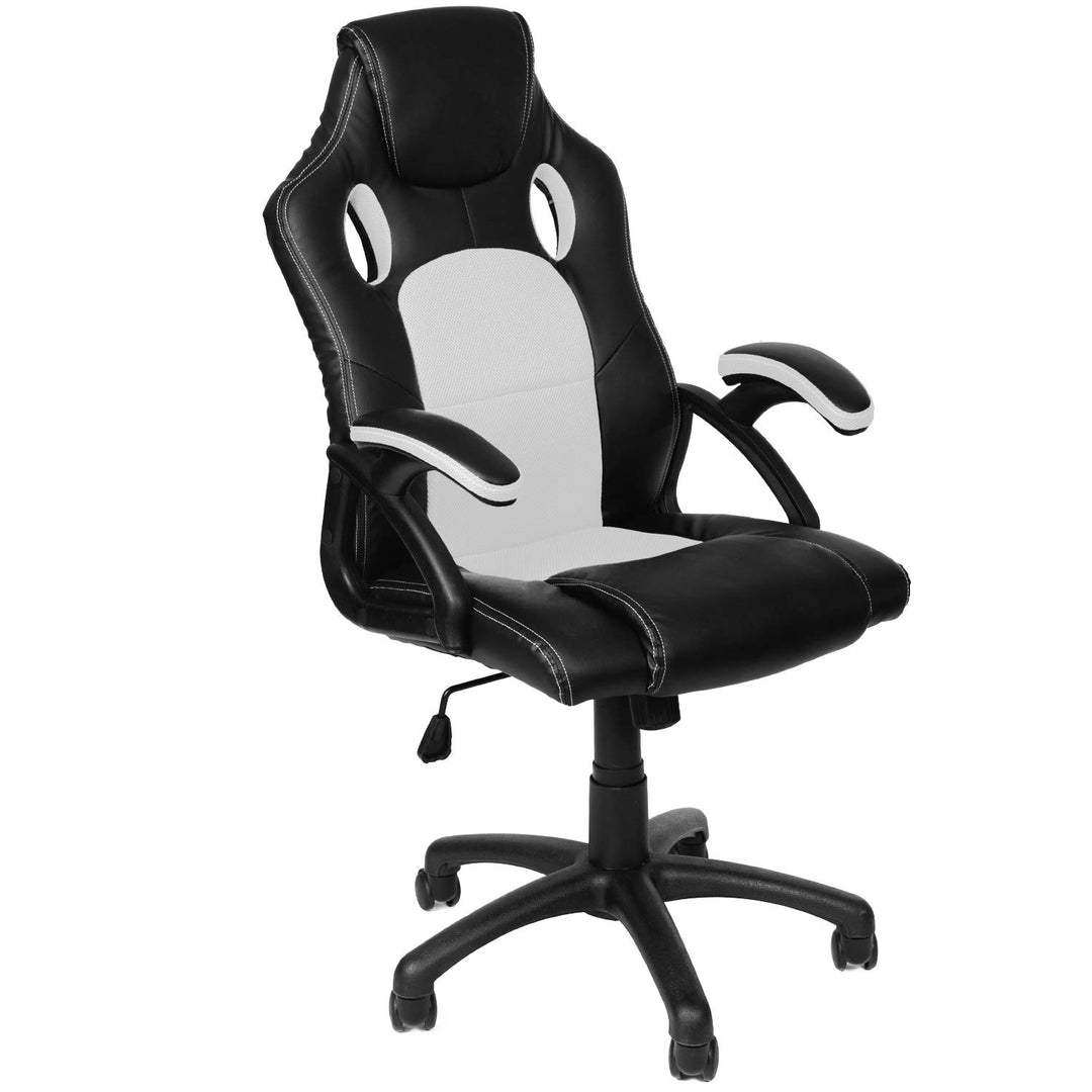 Panorama24 Gamer Stuhl Gaming Schreibtischstuhl Chefsessel Bürostuhl Ergonomisch, Weiss, 9 Farbvaria