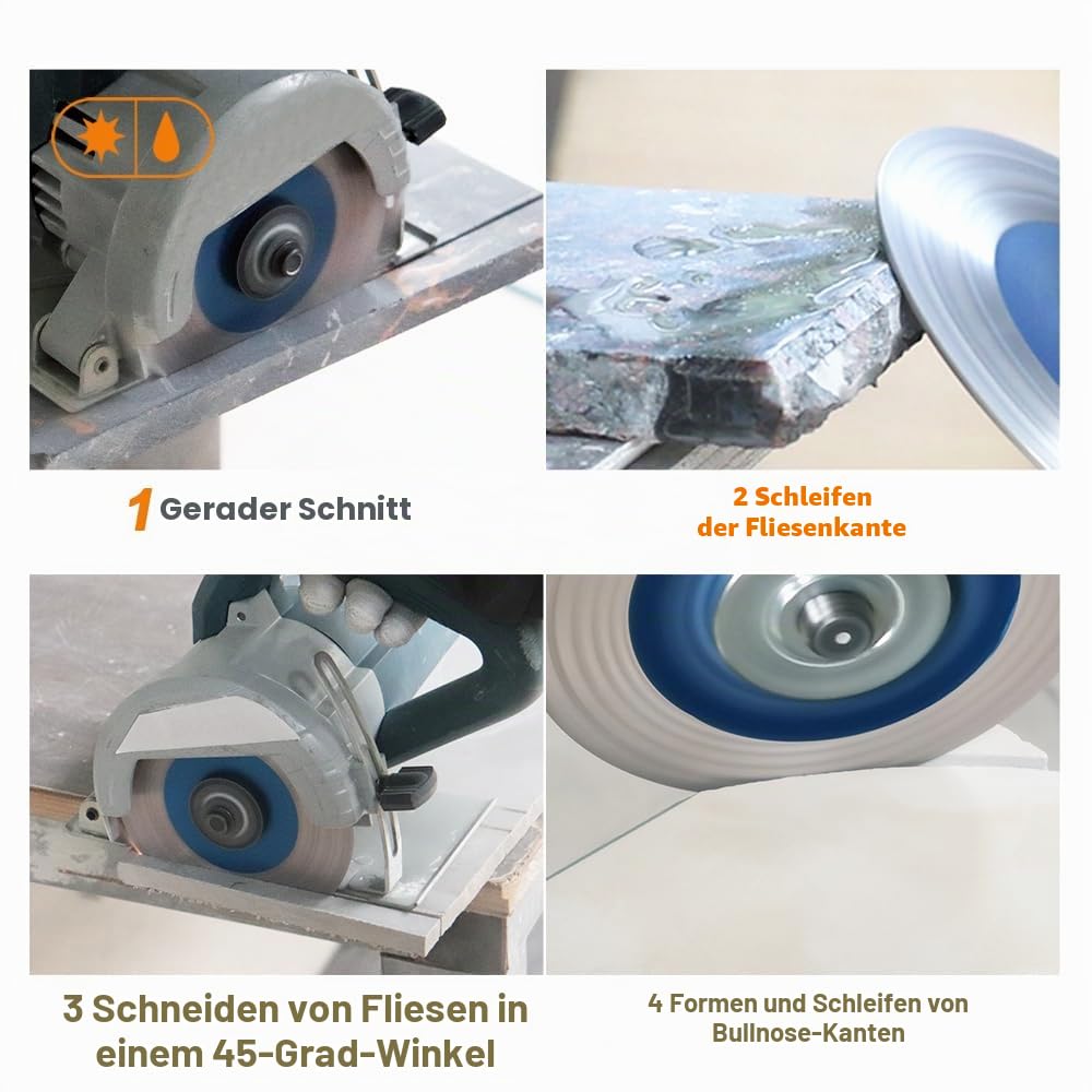 Diamant Trennscheibe 115mm - BRSCHNITT Doppelseitig zum Schneiden und Schleifen Granit Marmor Fliese