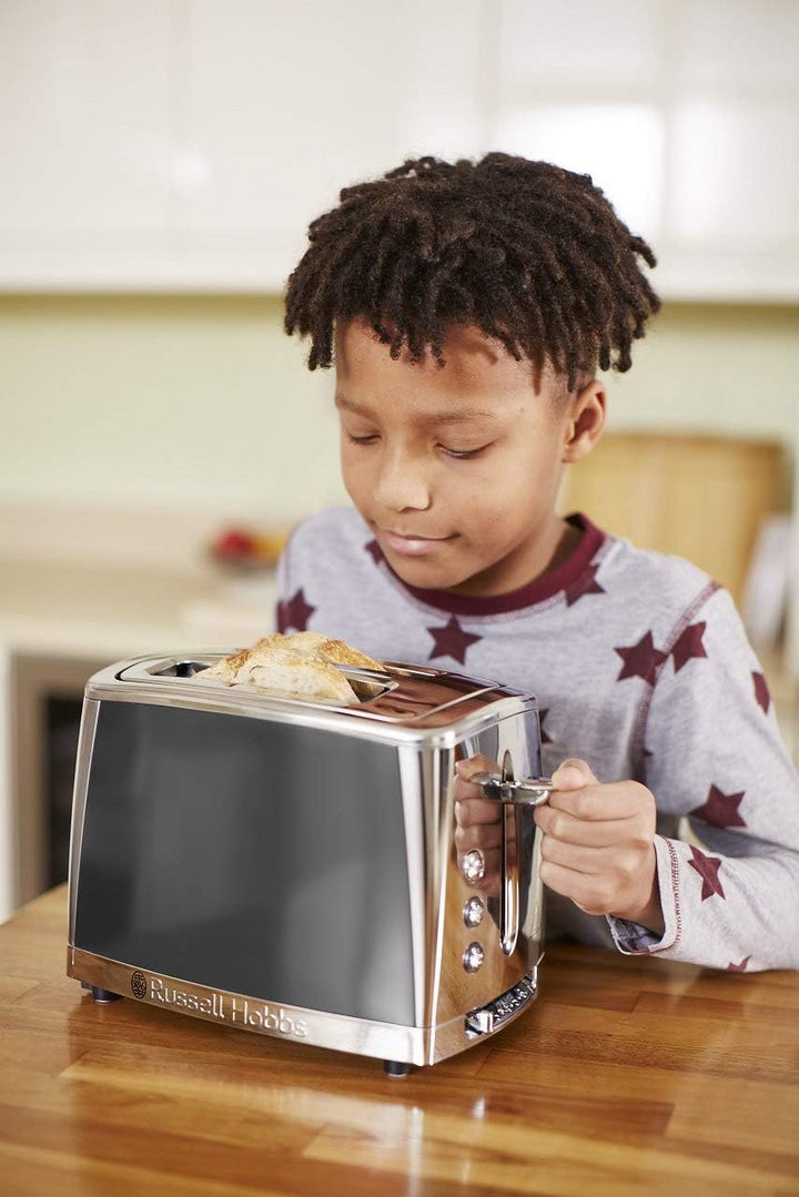 Russell Hobbs Toaster [für 2 Scheiben] Luna Edelstahl Grau (extra breite Toastschlitze, inkl. Brötch