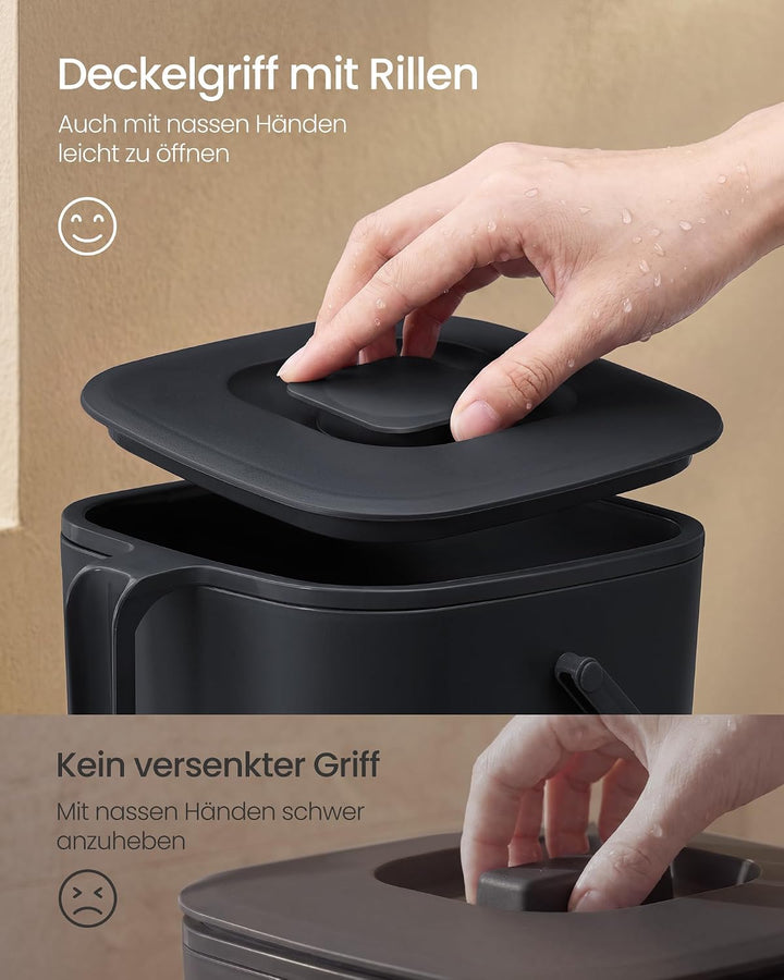 SONGMICS Biomülleimer Küche, 7 L Komposteimer mit Deckel, Geruchsdicht, Kleiner Tischabfalleimer mit