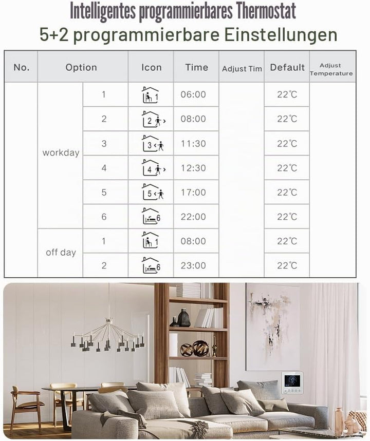 Thermostat Fussbodenheizung, Thermostat Heizung Smart Digital Raumthermostat Wandthermostat Programm