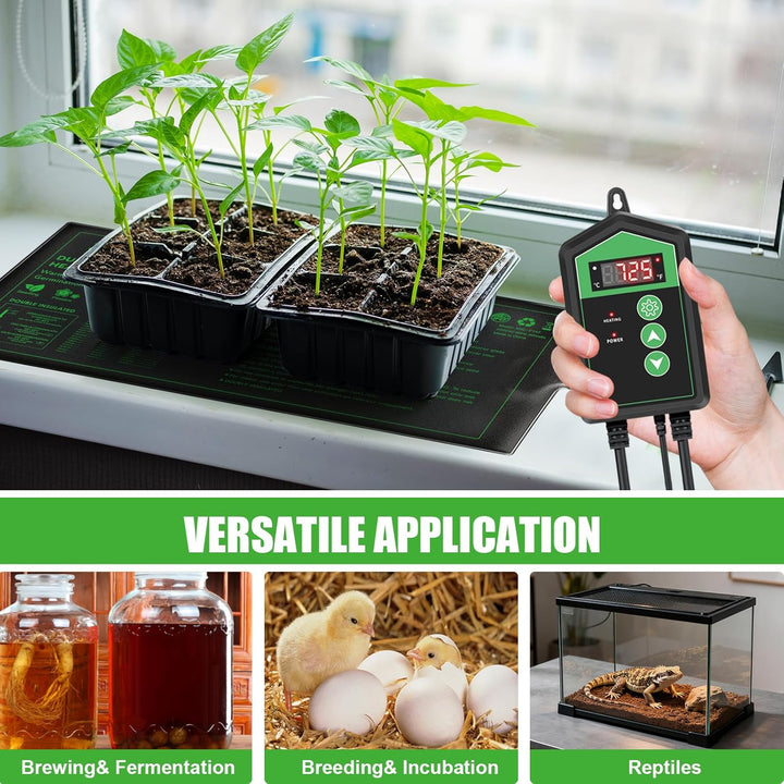 RIOGOO Digitaler Heizmattenthermostatregler für Samenkeimung, Reptilien und Brauen 68-108 ℉ thermost