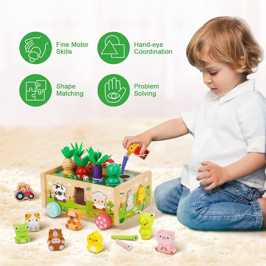 Montessori Spielzeug ab 1 2 3 Jahr | Karotten Steckspiel Holz | Montessori Geschenk Mädchen Jungen |