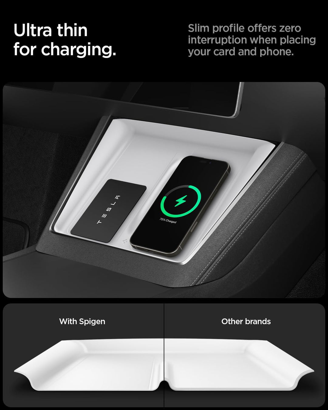 Spigen Tesla Model Y Juniper (Nur Premium & Performance) Mittelkonsole Organizer Abdeckung für Ladep