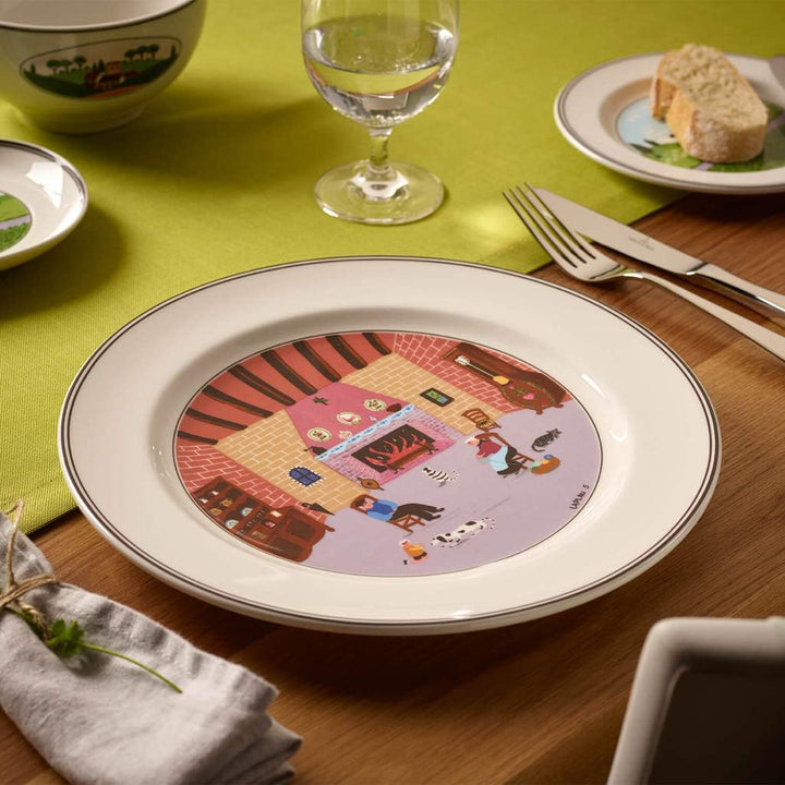 Villeroy und Boch Design Naif Speiseteller Kamin, Premium Porzellan Speiseteller 27 cm Kamin, Speise