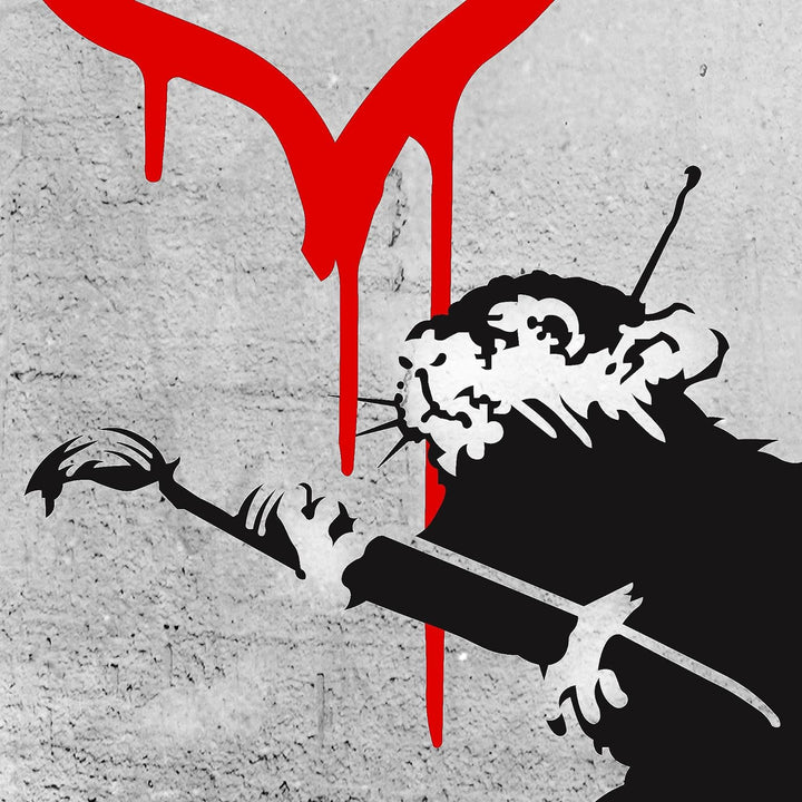 Novart Bilder Set - AUFHÄNGFERTIG - KEIN EXTRA RAHMEN BENÖTIGT - Banksy Collage Modern Street Art -