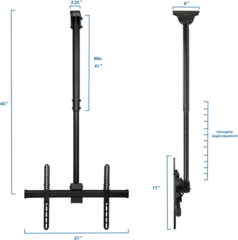 Mount-It! Deckenhalterung für TV-Fernseher - passend für 101-177cm (40 42 47 50 55 60 70-Zoll) Flach