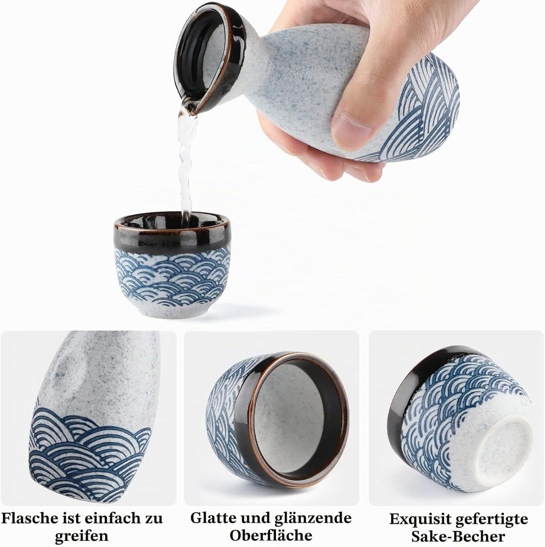 Japanischer Liquor Sake Set mit Sake Becher Wein Topf Porzellon Sake Satz für Wärmeren (1 Sake-Topf