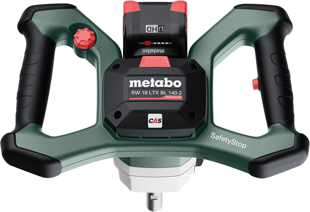 metabo Akku-Rührwerk RW 18 LTX BL 140-2 - 18V, Brushless-Motor, 2-Gang-Getriebe, 50L Mischmenge, Saf