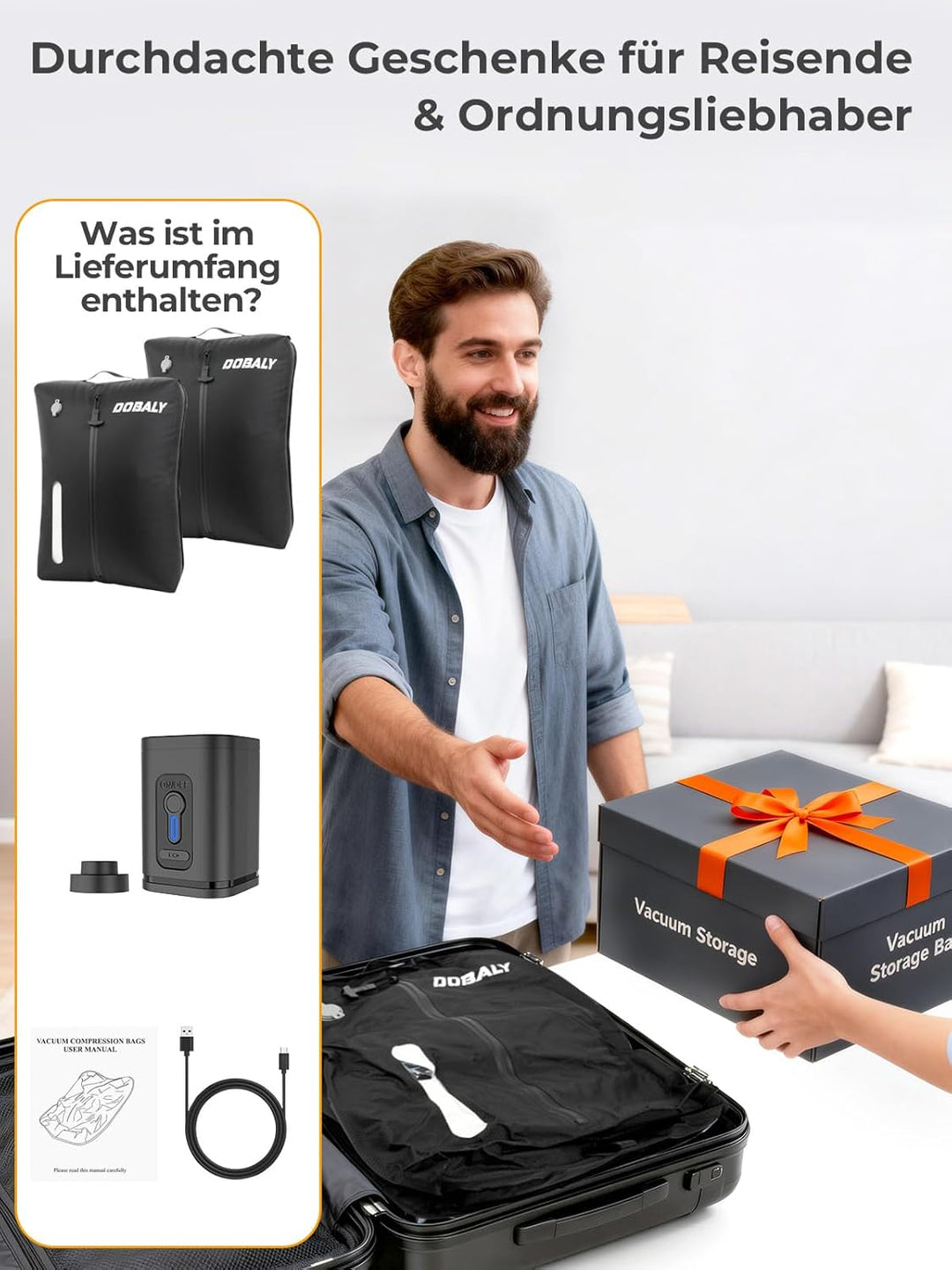 Dobaly Professionelle Vakuumsäcke für Reisen, IP67 Wiederverwendbare,Kompressionsbeutel für Koffer u
