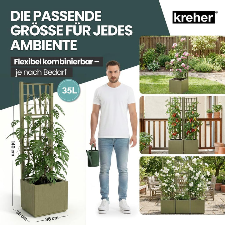 2 x Kreher® XL Rankgitter, Spalier mit Pflanzkasten aus robustem Kunststoff. In verschiedenen Grösse