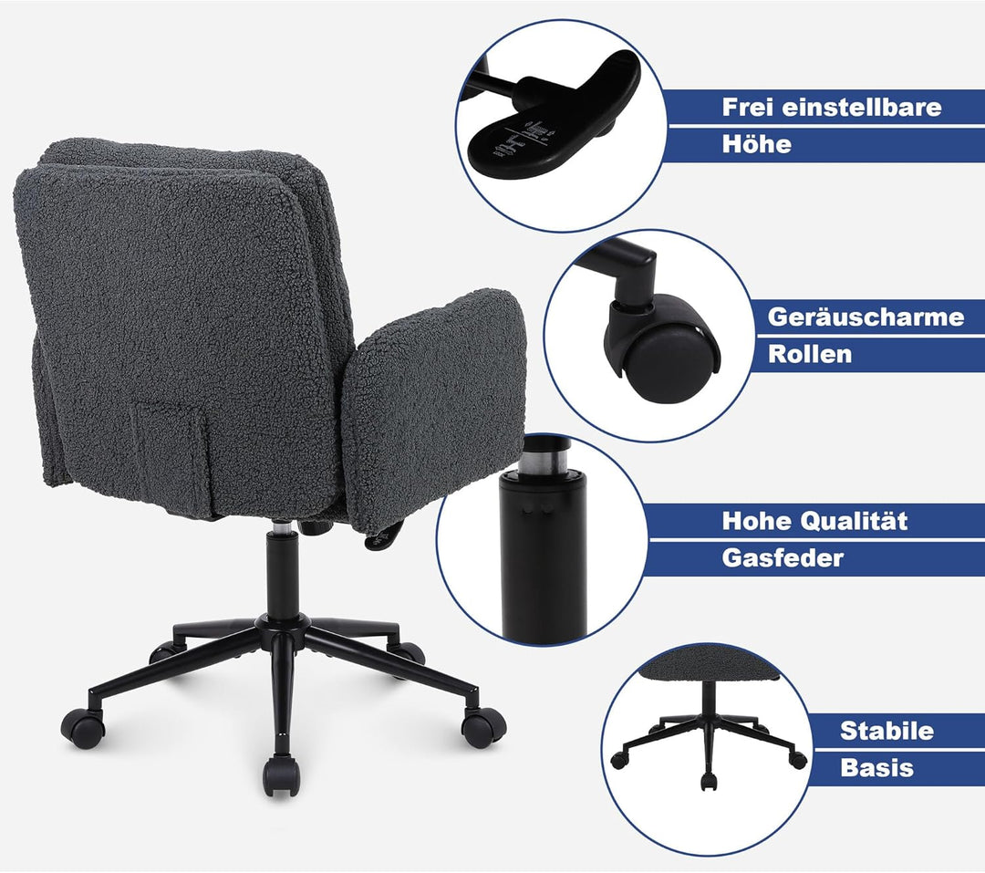 Youhauchair Schreibtischstuhl, Schminktisch Stuhl aus Kunstpelz, Bequemer Drehstuhl Schreibtisch Stu