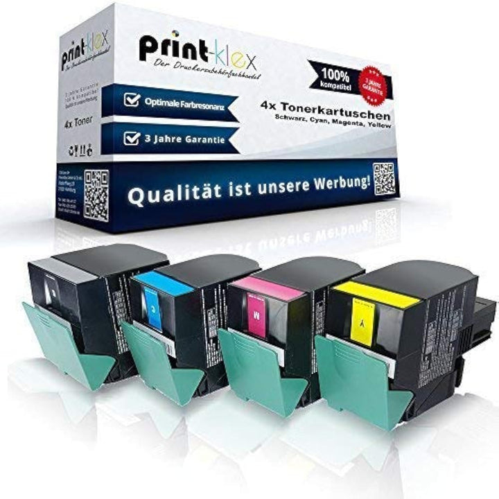 4X Print-Klex Tonerkartuschen kompatibel für Lexmark CX317 CX317dn CX417de CX517de 71B20K0 71B20C0 7