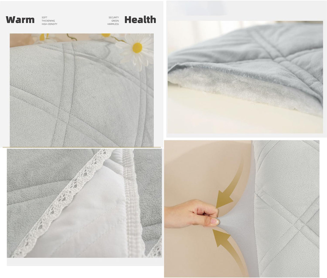 Wambere Bettkopfteil Hussen - Staubdichte Stretch Bett Kopfteil Abdeckung, Hellgrau, 200cm Hellgrau