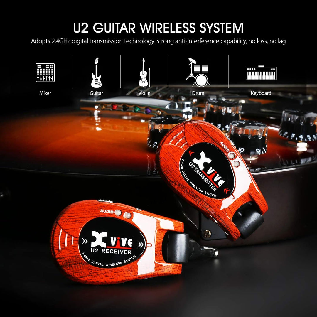 Xvive U2 Drahtloses Gitarren system 2,4 GHz Wireless Gitarren Sender Empfänger für E-Gitarre, Bass,