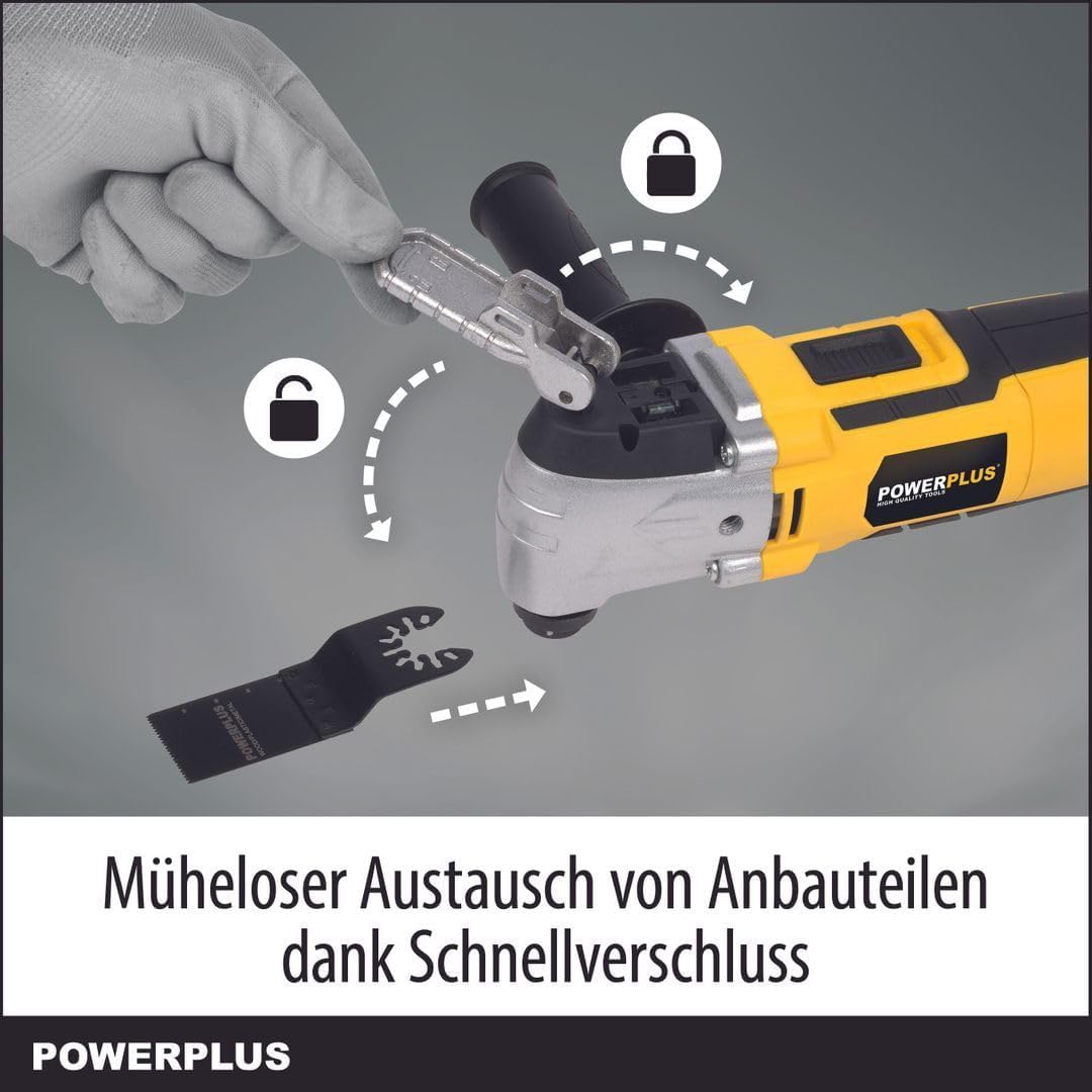 Powerplus Multitool POWX1347MC Multifunktionswerkzeug zum Schleifen, Schneiden & Polieren - Schnellw