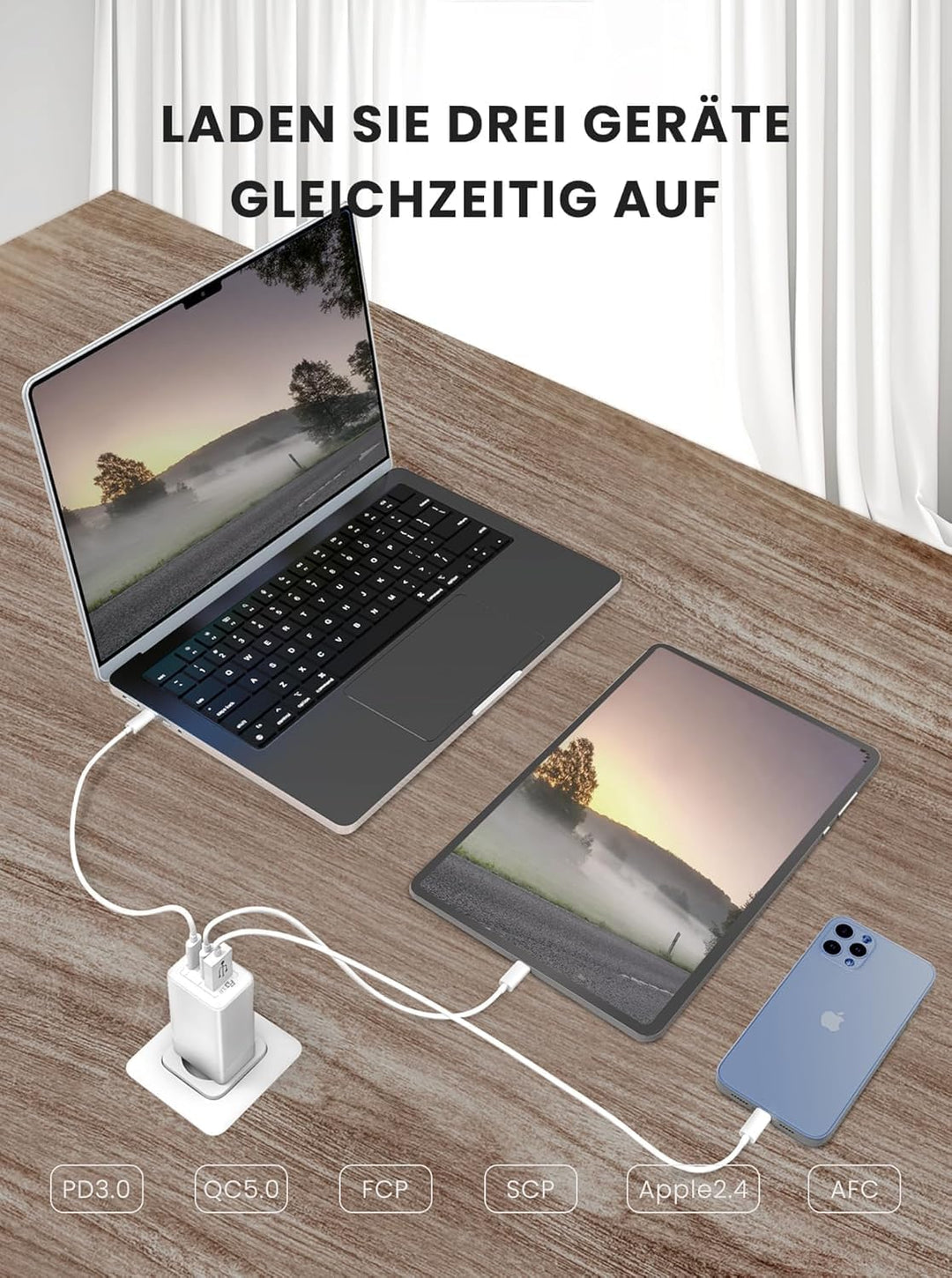 AVUMDA 70W USB C Ladegerät, Type C PD 3.0 GaN Netzteil 3-Port USB C Netzteil für MacBook Pro Air M1