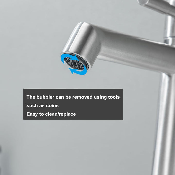 Kaltwasserhahn Gäste WC mit Abnehmbar Bubbler & Anschlussschlauch, Kaltwasserarmatur mit Auslaufhöhe