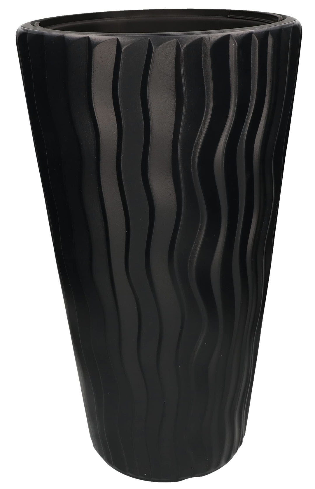 KOTARBAU® Blumentopf 30 x 52cm Anthrazit Slim Hoch 3D Welleneffekt mit Innentopf, Anthrazit