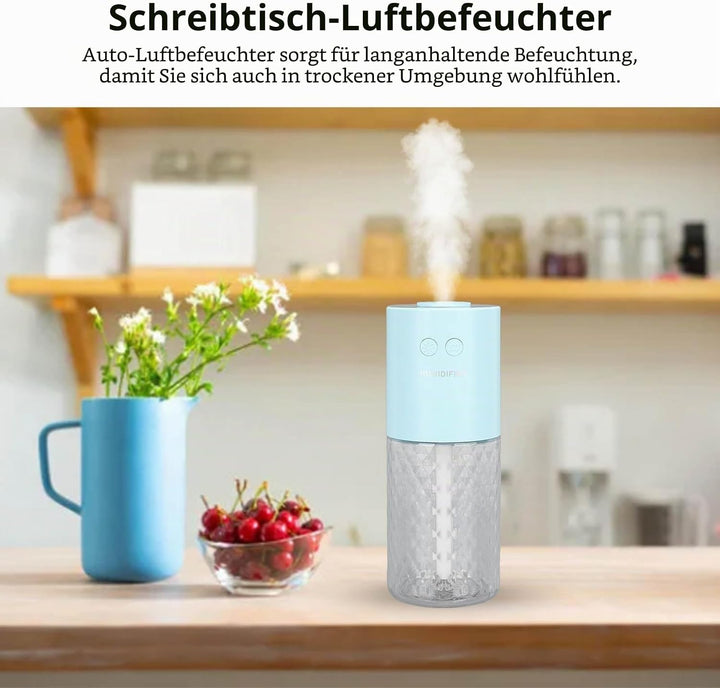 Tragbarer Mini-Luftbefeuchter, Extrem Leise 200 Ml Schreibtisch Tragbarer Auto-Luftbefeuchter Kleine