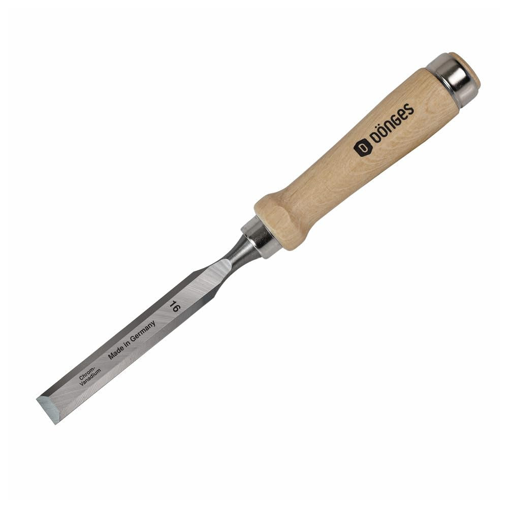 Dönges Stechbeitel 16 mm, mit Holzheft aus Weissbuche, mit Seitenfase | Made in Germany | Stecheisen