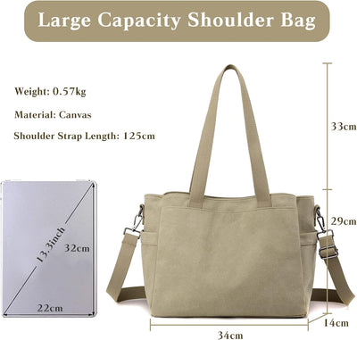 CORIOS Damen Schultertasche Canvas Handtasche Casual Tragetasche Grosse Kapazität Umhängetasche Mult