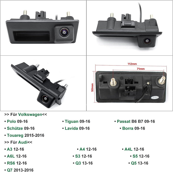 HD 720P Auto Rückfahrkamera für Audi A4L A5 A3 Q3 Q5 RS6 für VW Passat Tiguan Jetta Sharan Lavida Sk