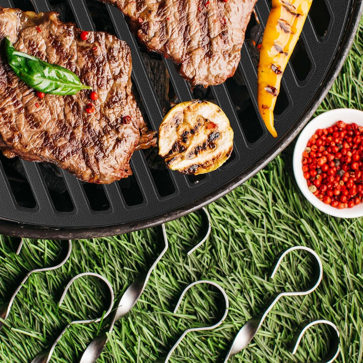 Wiltec 2x Gusseisen Grillrost 46,7 x 22,8 x 0,9 cm, Gussrost für Grill mit guter Hitzespeicherung, G
