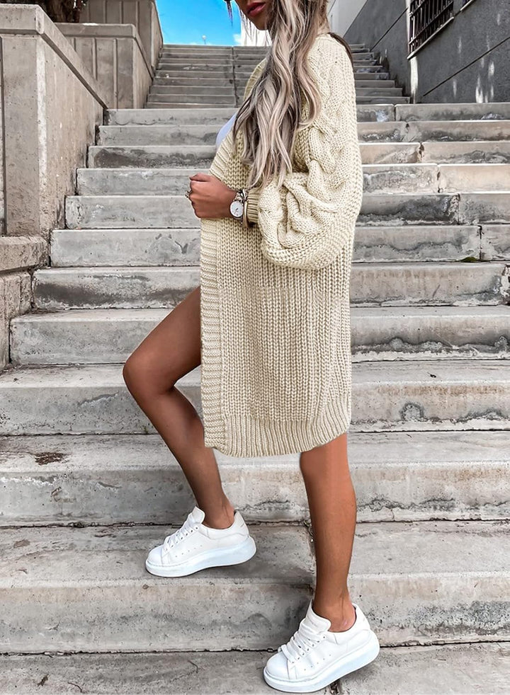 Maavoki Damen Lang Strickjacke Oversize Langarm Sweater Cardigan Casual Strickmantel Herbst Outerwea