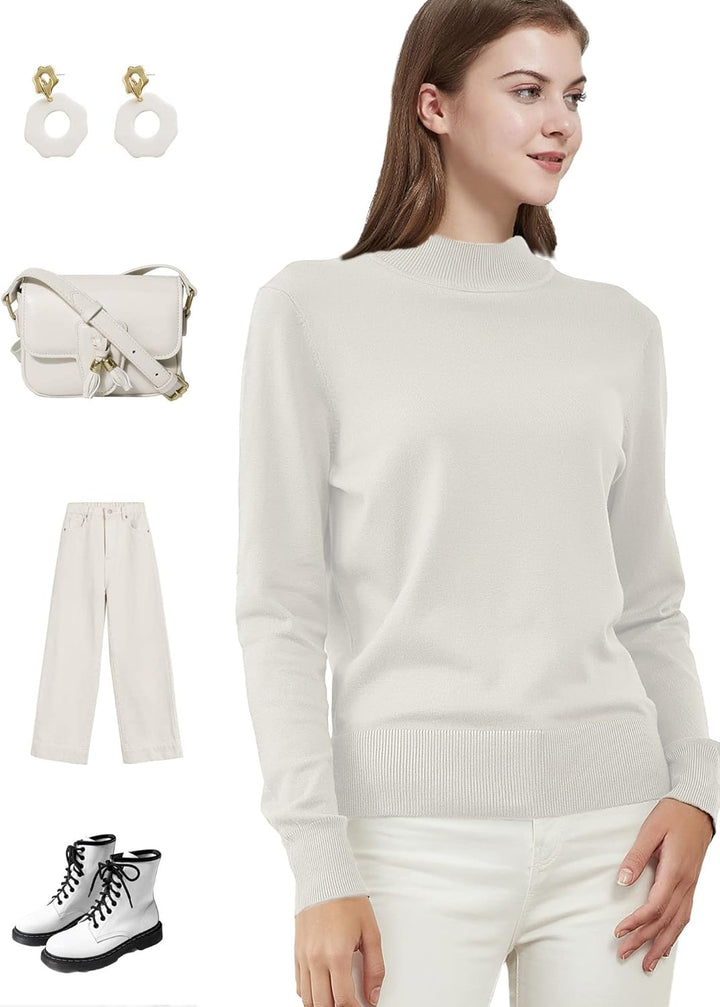 Woolicity Damen Strickwaren Rollkragenpullover Strickpullover Langarm Ribbed Strick Sweater Pullover