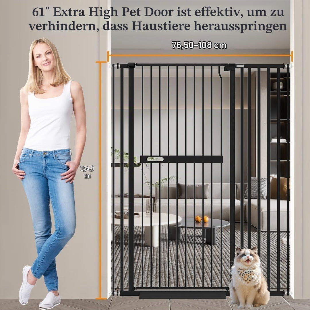 Xifamniy 155 cm Extra hohe Haustiertür, Katzen- und Hundetür Einstellbare Schwellenbreite, 76.5–108