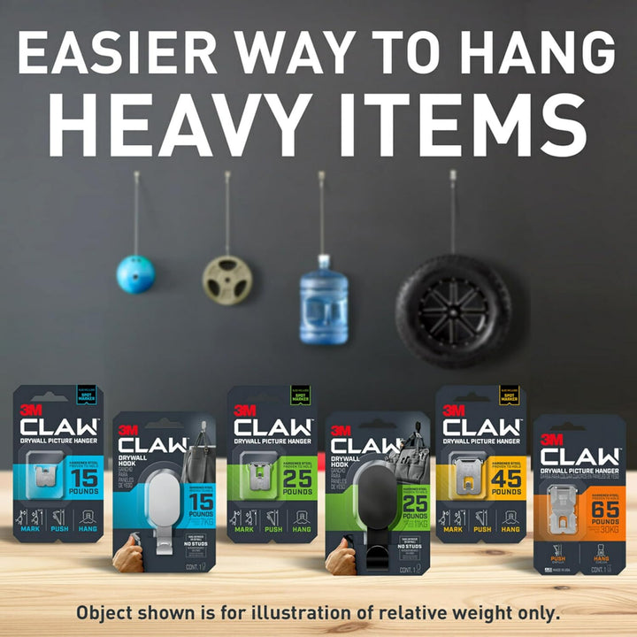 3M Claw Drywall Picture Hanger 15, 25, 45 lb. Variety Pack with Spot Markers / 10 Silber, 15, 25, 45