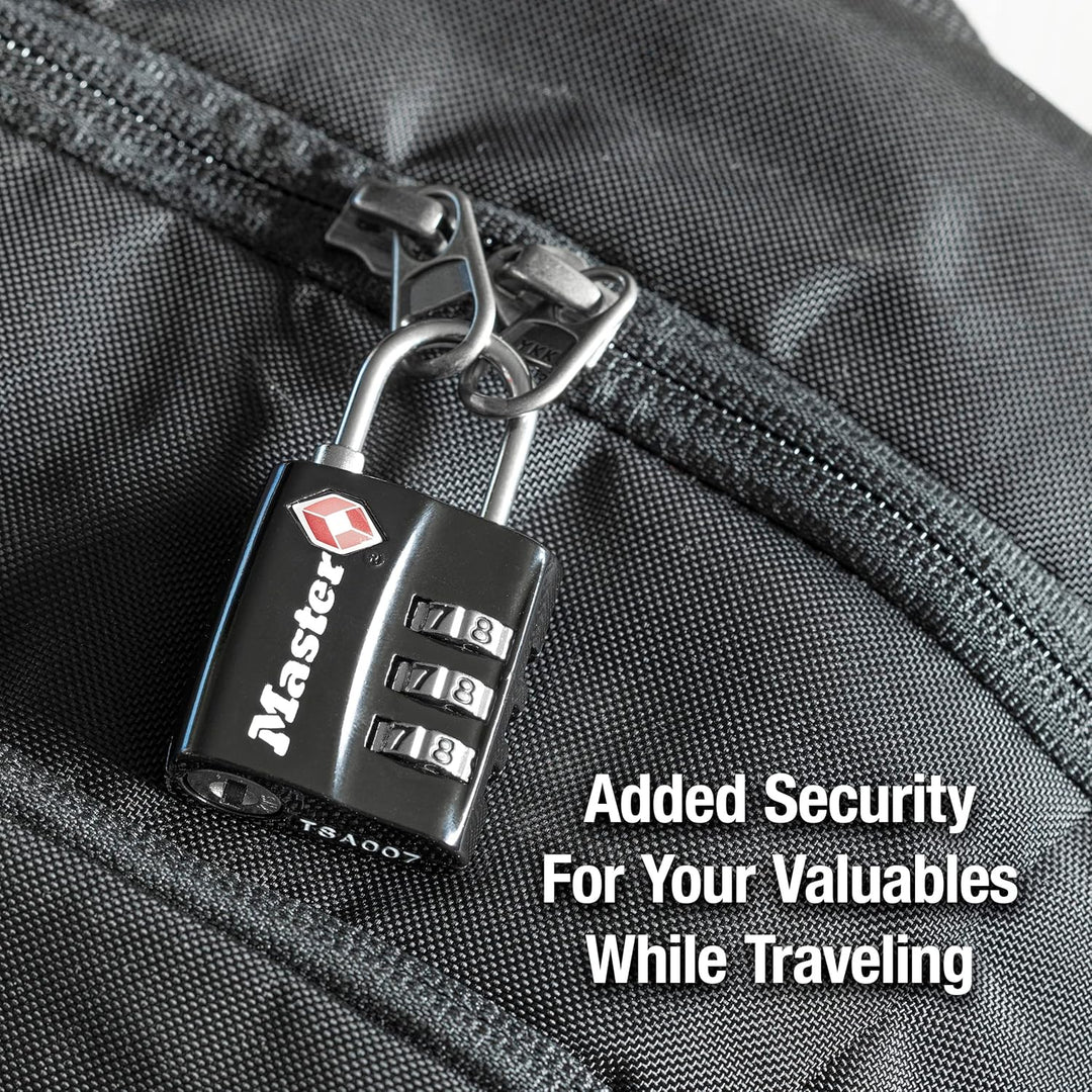 Master Lock 4680DBLK TSA Accepted Luggage Lock, Black, Pack of 1 1-Pack, 1-Pack