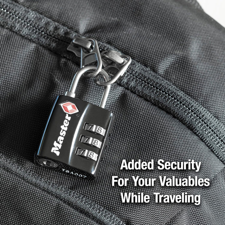 Master Lock 4680DBLK TSA Accepted Luggage Lock, Black, Pack of 1 1-Pack, 1-Pack