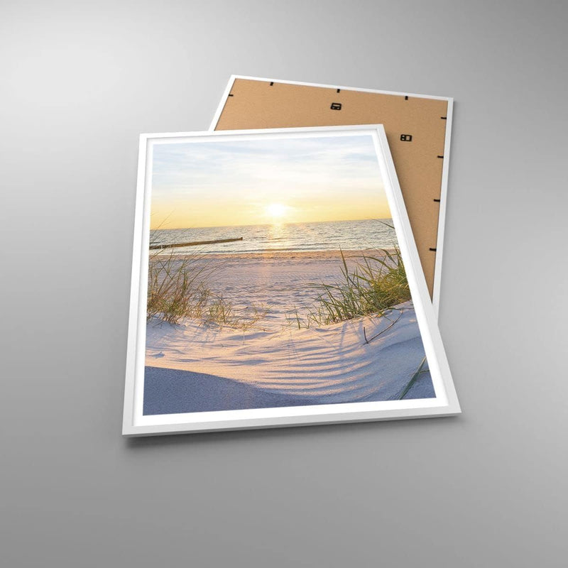 Poster Weissrahmen Deko 70x100cm Düne Strand Meer Wandposter Art Prints Wanddeko Bild Wand Kunstdruc