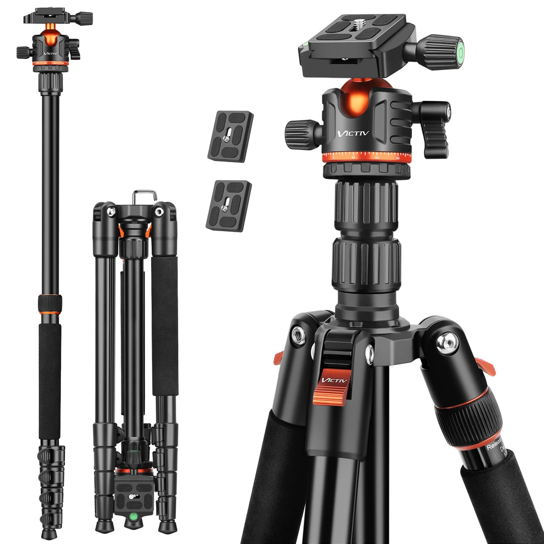 Victiv Kamera Stativ, 198cm Tragbares Reisestativ, 2-in-1 Dreibein Stativ & Einbeinstativ mit 360° P